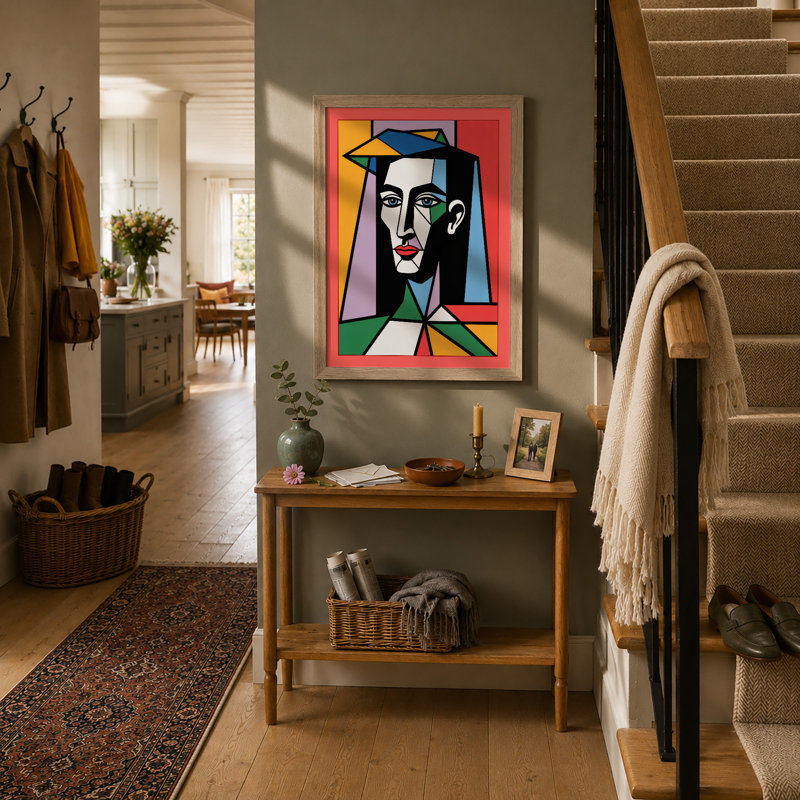 Fragmented Portrait Abstract - Framed Print, A3 - 42.0 x 29.7 cm, Oak