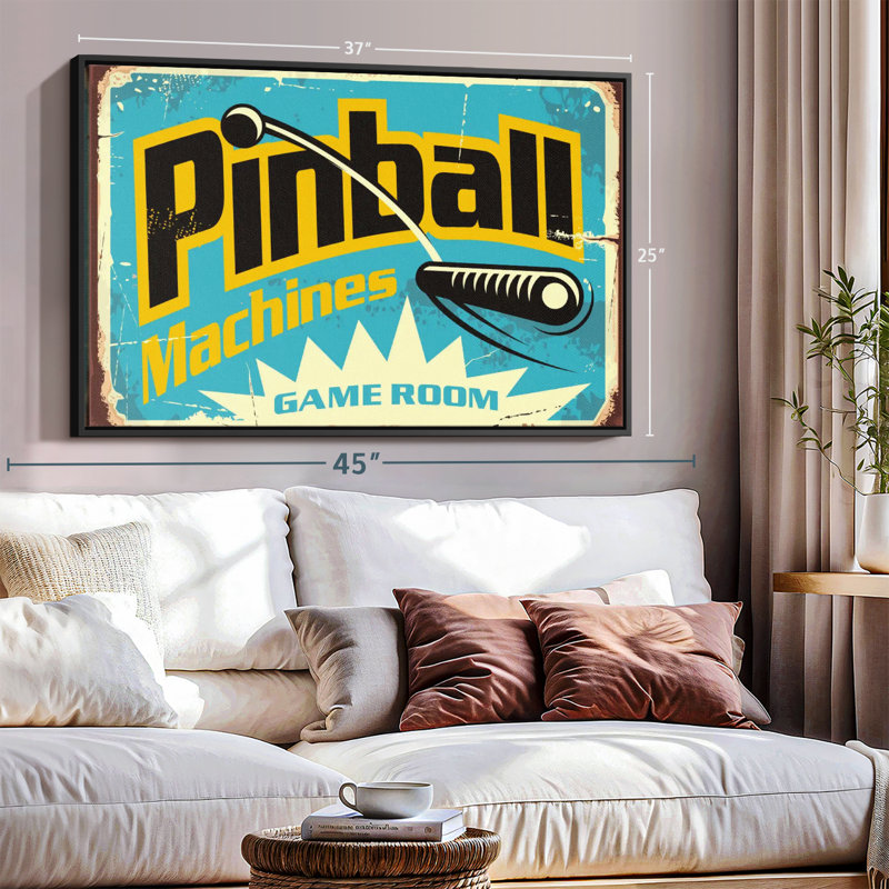 Impression sur toile Pinball Machine Game Room, H 25 po x l 37 po