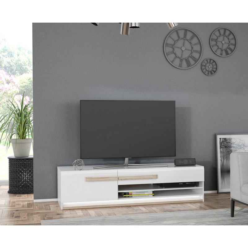 Attention Unfinished TV Stand, Oak/White, 45cm H x 140 cm W x 60 cm D