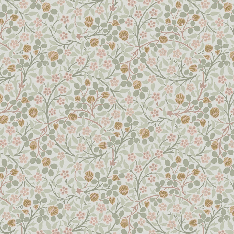  Papier peint Clover Spring Peony & Sage, Green/Brown