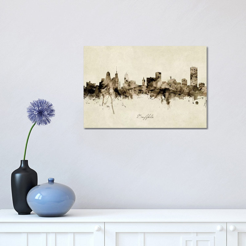 «Buffalo New York Skyline» par Michael Tompsett, impression sur toile tendue, H 12 po x l 18 po x 1,5 po