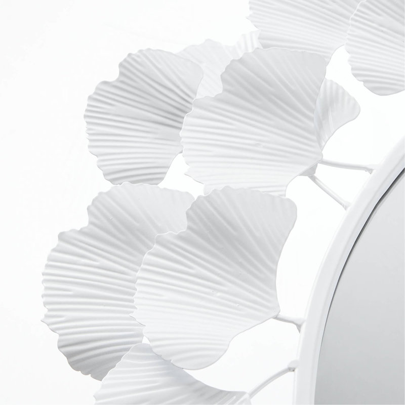 Miroir mural rond 30,5 "Gingko, Blanc
