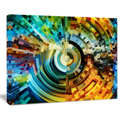 Corwin Abstract Paths of Stained Glass Round metal Art Print