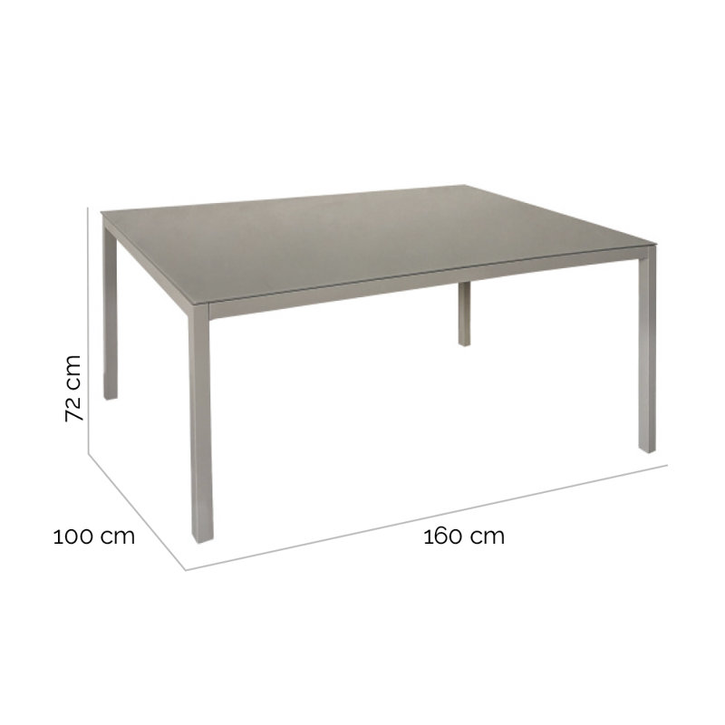 Coverty Rectangular Metal Outdoor Dining Table, Grey, 72cm H x 160cm L x 100cm W