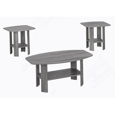 Table Set, 3Pcs Set, Coffee, End, Side, Accent, Living Room, Grey Laminate, Transitional