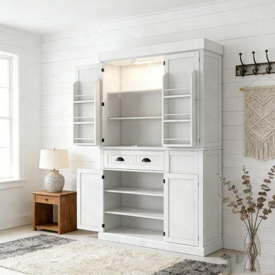 Kitchen Pantry Cabinet with LED Lights,Door Shelves,Drawer and Adjustable Shelves