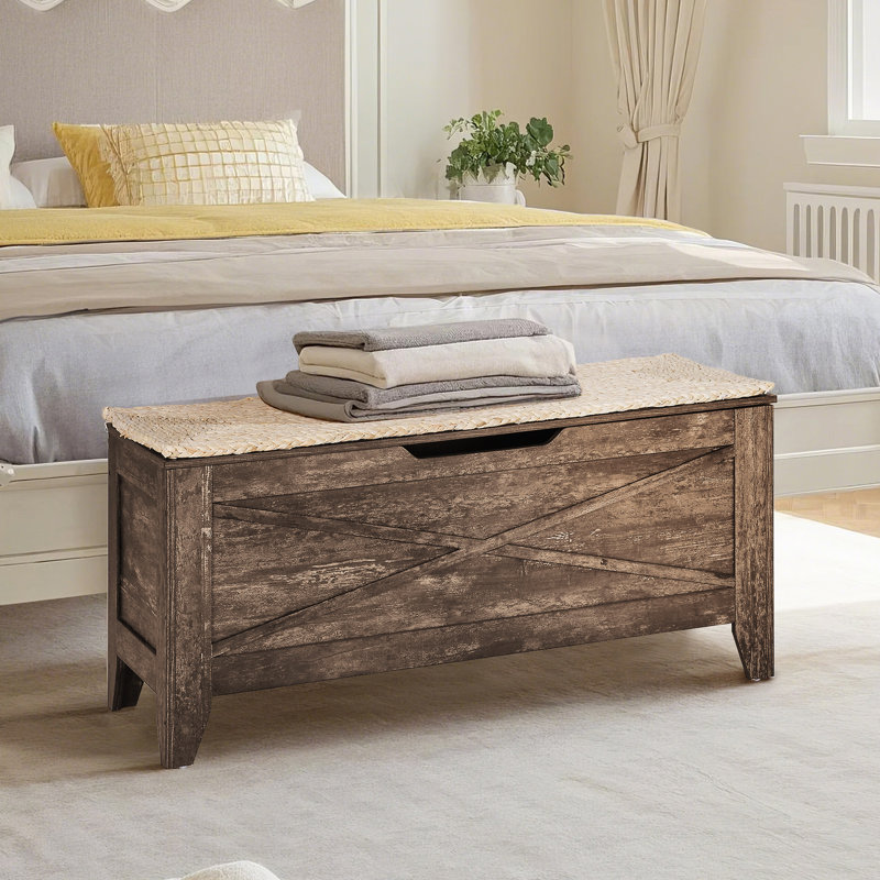 Pania 30" Wide Rectangle Storage Bench, 18.5" H x 43.3" W x 15" D, Brown