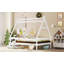Lit plateforme double avec escalier, structure de lit simple en bois massif, profil bas et conception amusante pour enfants