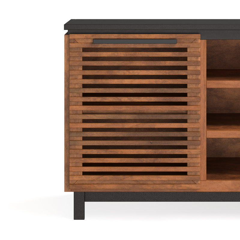 Meuble télé 63 po, pour téléviseur jusqu'à 70 po, sans assemblage, console en peuplier noir 63 po, compatible, assemblage et bois