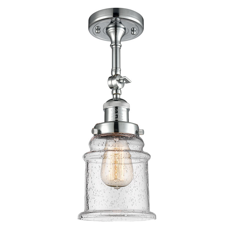 Galaviz Glass Semi Flush Mount, Polished Chrome, Seedy