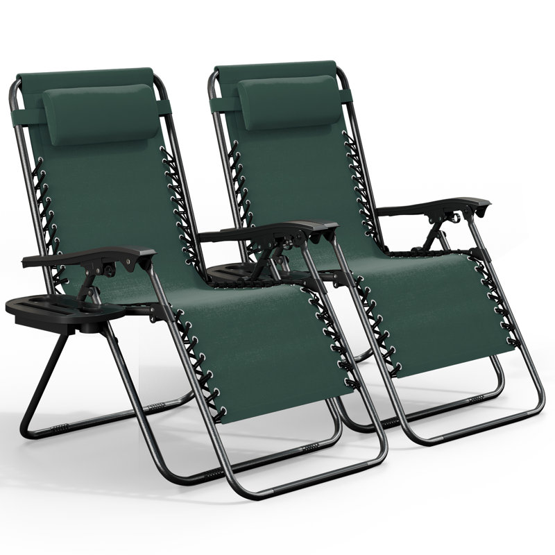 Chaises d'extérieur inclinables avec coussins et porte-gobelets Nestl, Forest Green