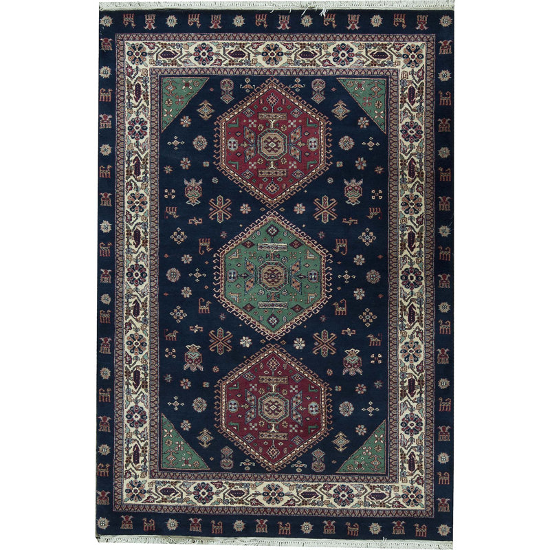 Hand-Knotted High-Quality Navy Area Rug