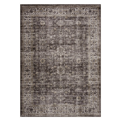 Tapis floral rétro en coton lavable antidérapant - parfait pour le salon, la chambre à coucher, la salle de bain, la cuisine, le vestibule, le bureau