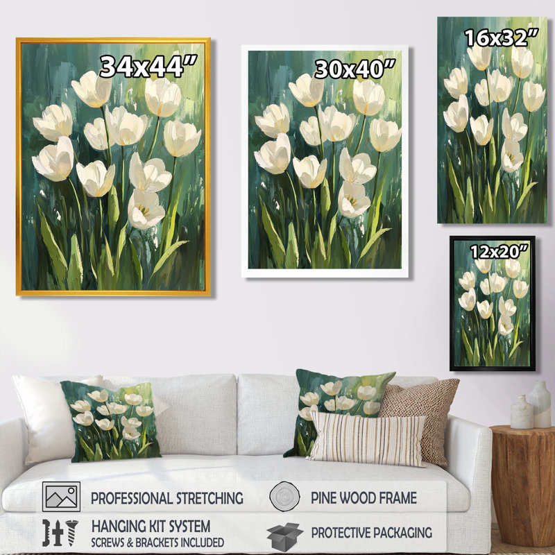 Nobile - Art mural sur toile florale, H 40 po x l 30 po, Noir, noir, noir, noir, Reproduction encadrée sans passe-partout