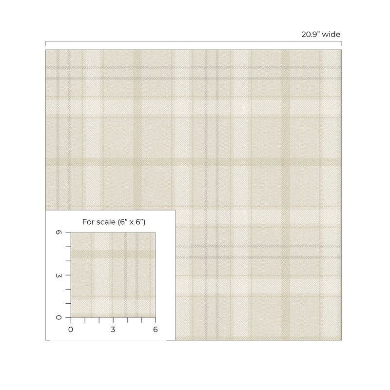 Papier peint auto-adhésif à carreaux Ebav Designs, L 33 po x l 20,90 po, Beige, Papier