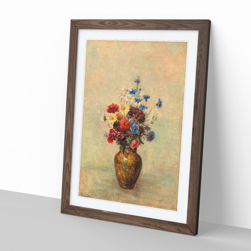 Vase of Flowers Vol.3 by Odilon Redon - Picture Frame Painting, Walnut Framed, 48cm H x 36cm W x 2cm D