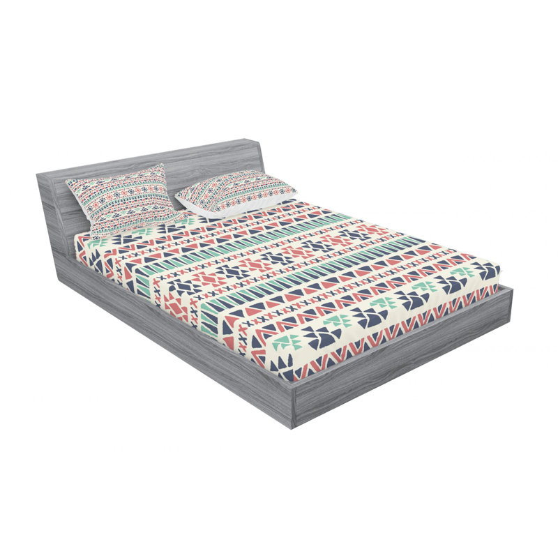 Queen White Microfiber Geometric Print Sheet Set