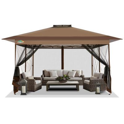 Auvent escamotable 10 x 15, abri de jardin sur le dégagement - tente avec moustiquaire pour la pelouse, le jardin, la cour et le patio