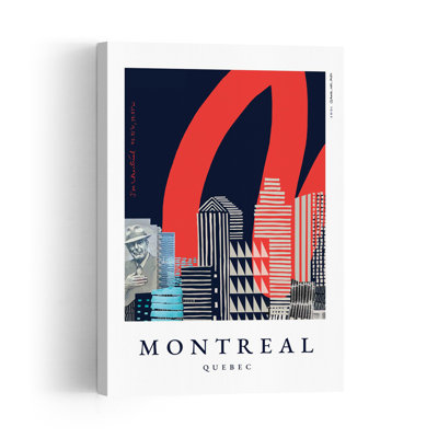 Graphic Montreal Skyline Abstract Geometric Modern Architecture City Wall Art Print 1 Piece Wrapped Canvas Wall Art