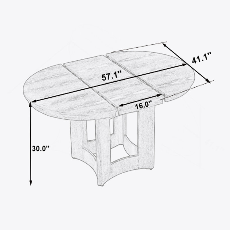 Table de salle à manger extensible en bois massif rustique avec rallonge de 16 pouces, Bois naturel