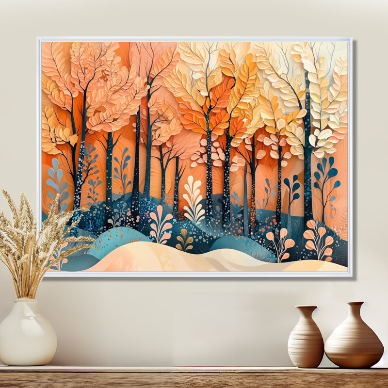 «Ingvaldur 4 Seasons Forest Trees Dream Fragments IV», art mural forêt, H 34 po x l 44 po, Impression encadrée flottante