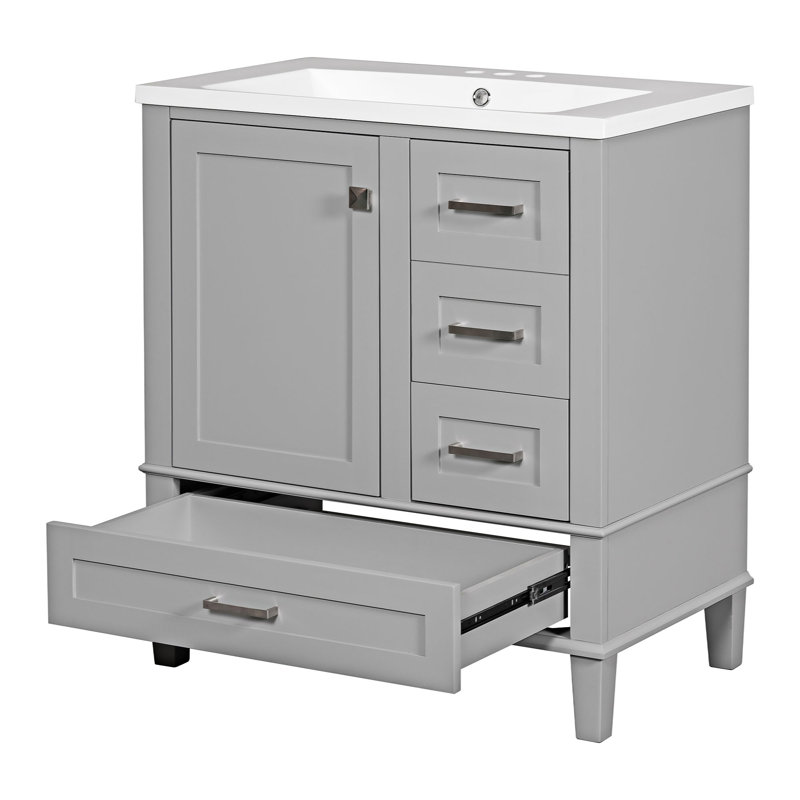 Remke 18'' Single Bathroom Vanity with Resin Top, Gray
