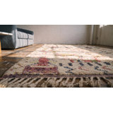 Vintage Mid Century Moroccan Beni Ourain Ivory Tribal Boho Berber Carpet