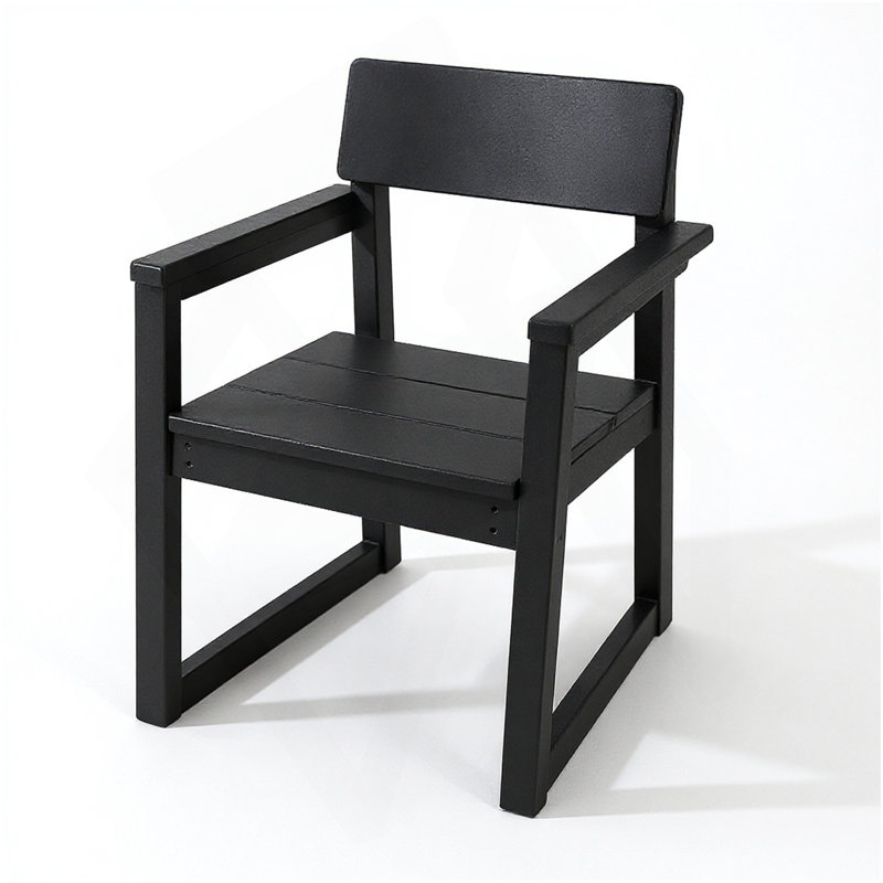 Chaise avec accoudoirs de jardin en PEHD noir