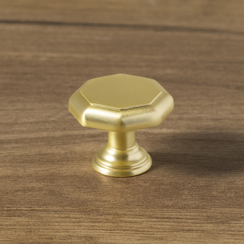 1 3/8" Length Geometric Knob Multipack, Brushed Brass