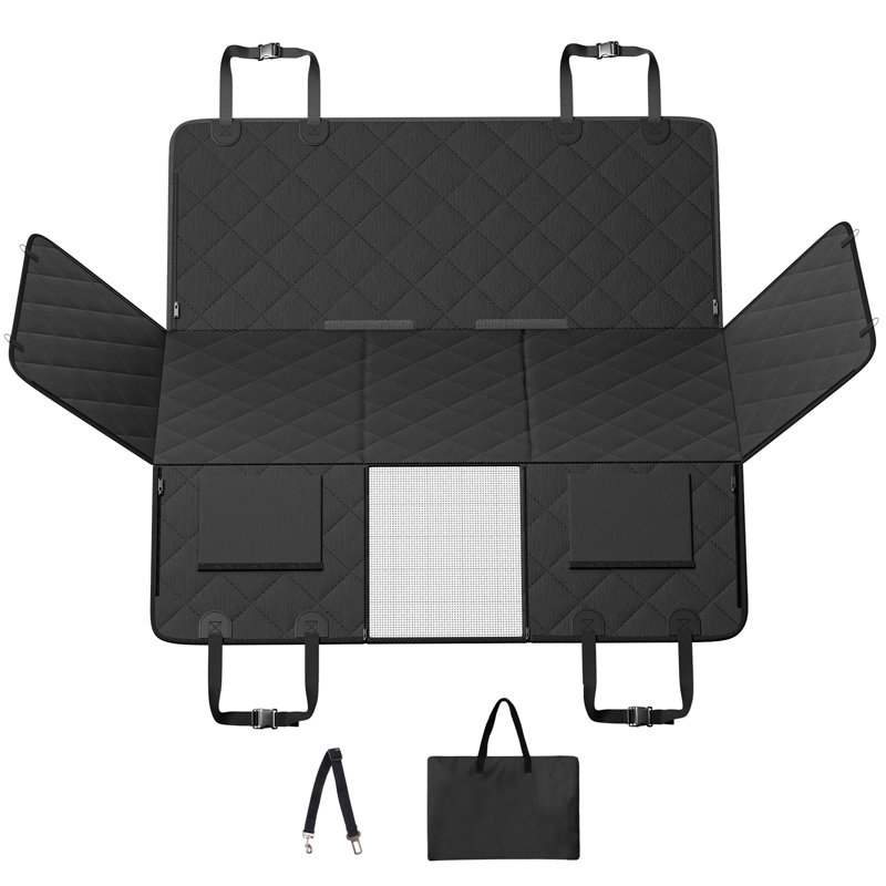 Housse de siège pour chien VEVOR imperméable 600D pour voitures, L 84,65 po x P 61,81 po x H 0,12 po, Noir, noir, noir, noir