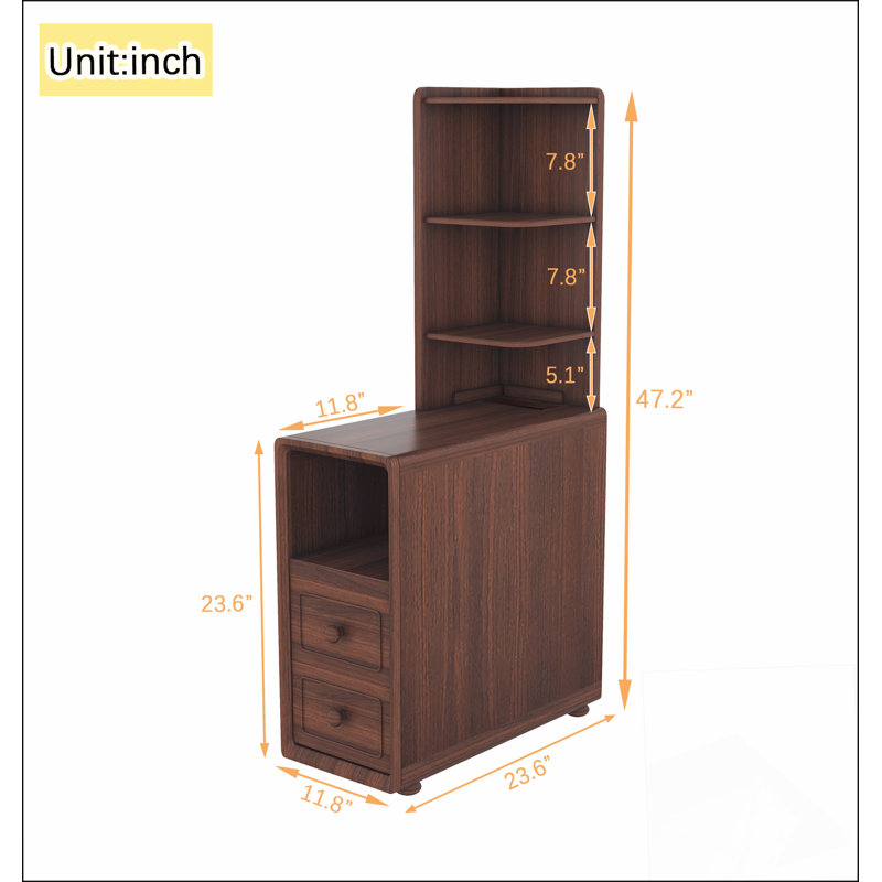 End Table with Drawers, Corner Table with Open Shelves, Tall Side Table for Bedroom and Corner(Expect Arrival Date 2025/4/16)