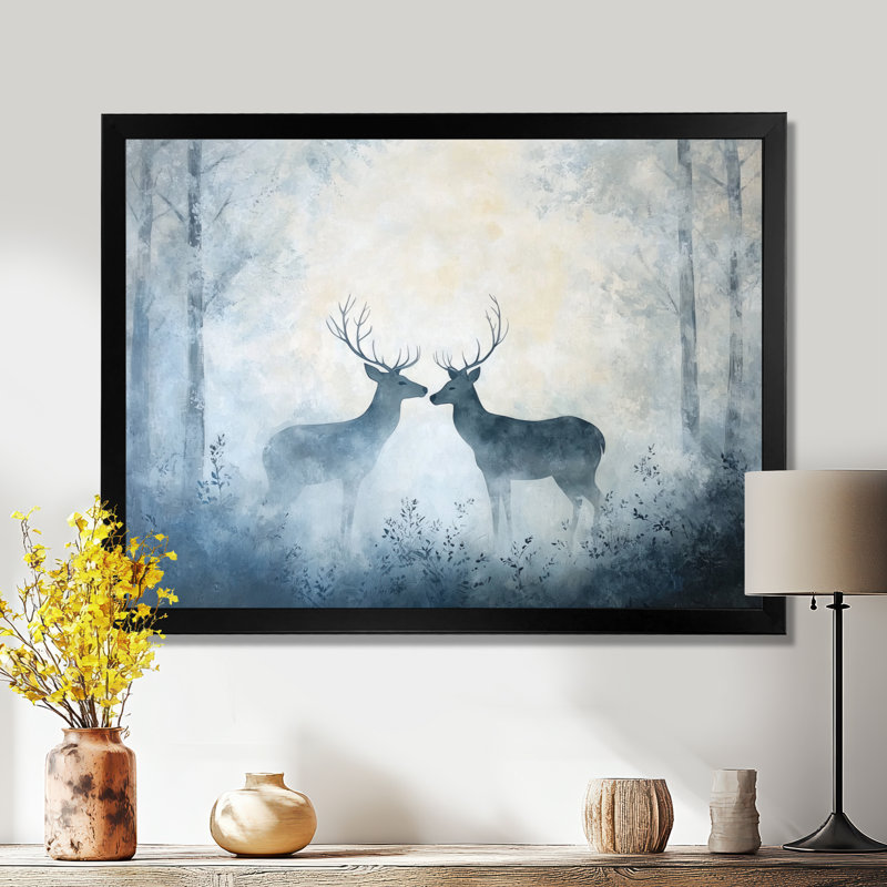 «Minimal Deer In The Mist I», reproduction sur toile, H 12 po x l 20 po, Reproduction encadrée d'une seule photo sans pass