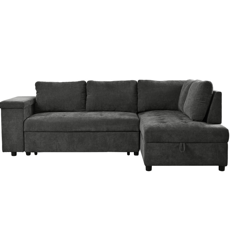 3 à 4 places en forme de L gris avec fonction escamotable et poches de rangement