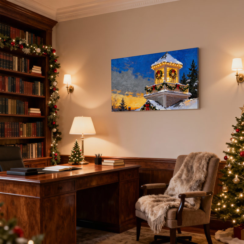 Ensemble de 3 toiles de Noël enneigées, H 16 po x l 24 po