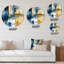 Horloge murale bleue et dorée Fusion V-93382682