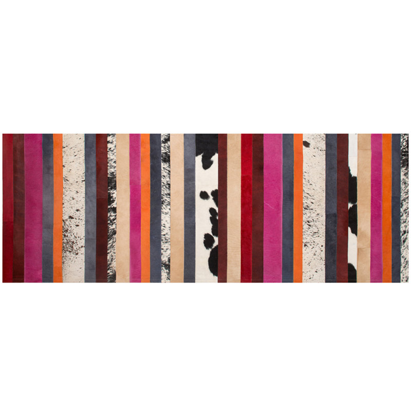 Tapis rayé rose / crème / rouge Nueva Raya, Tapis de couloir 2 pi 7 po x 16 pi 4 po