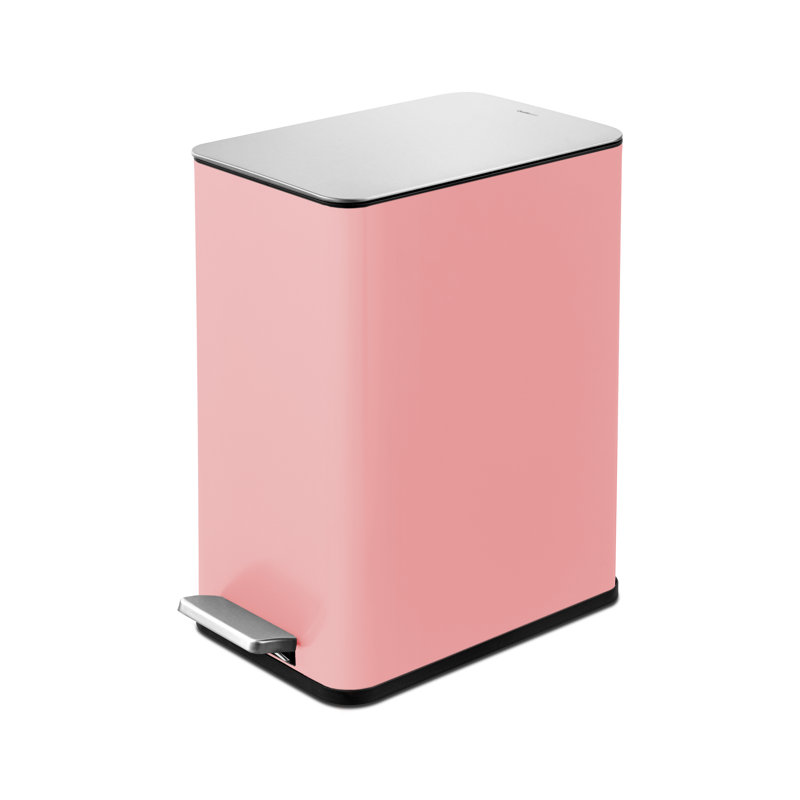 Poubelle à pédale rectangulaire 10L en acier inoxydable - Basics by Wayfair ™, Rose clair