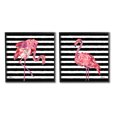" Bold Striped Flamingo Blossoms " by Paul Brent 2 - Pieces