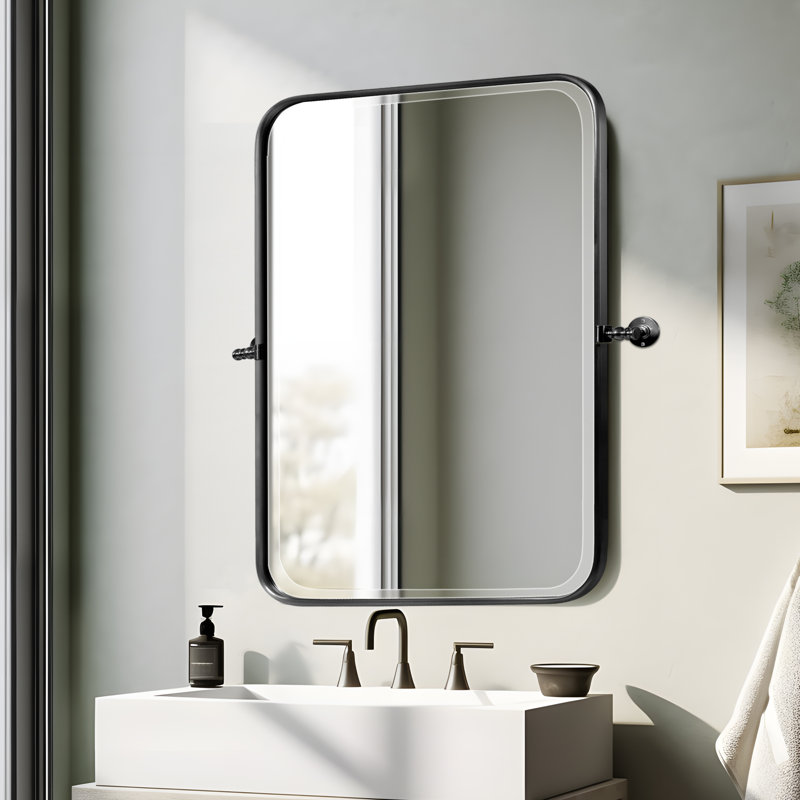 Orth Metal Rectangle Wall Mirror, 36" x 24", Black
