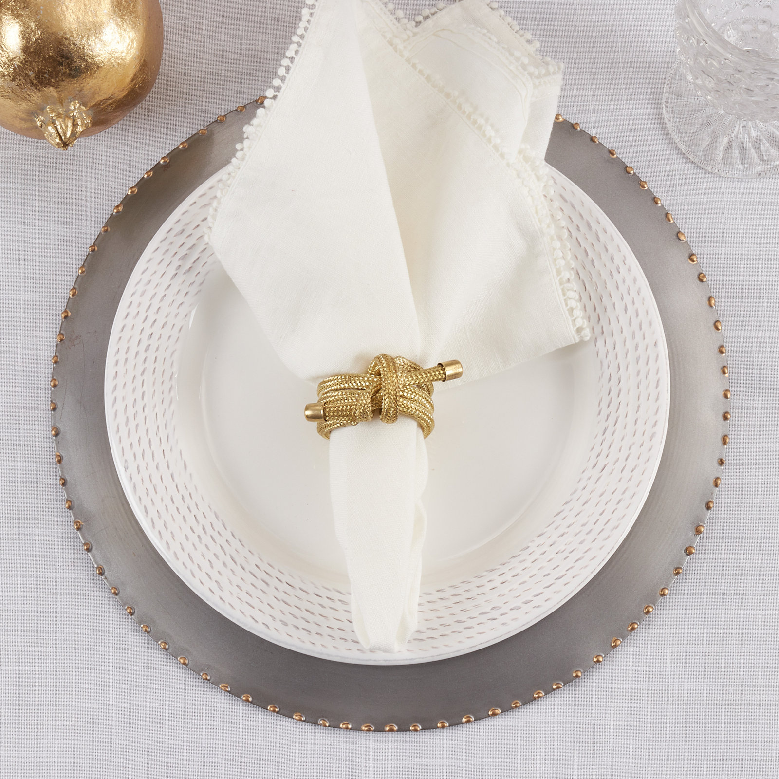 Knotted Rope Napkin Ring, Gold