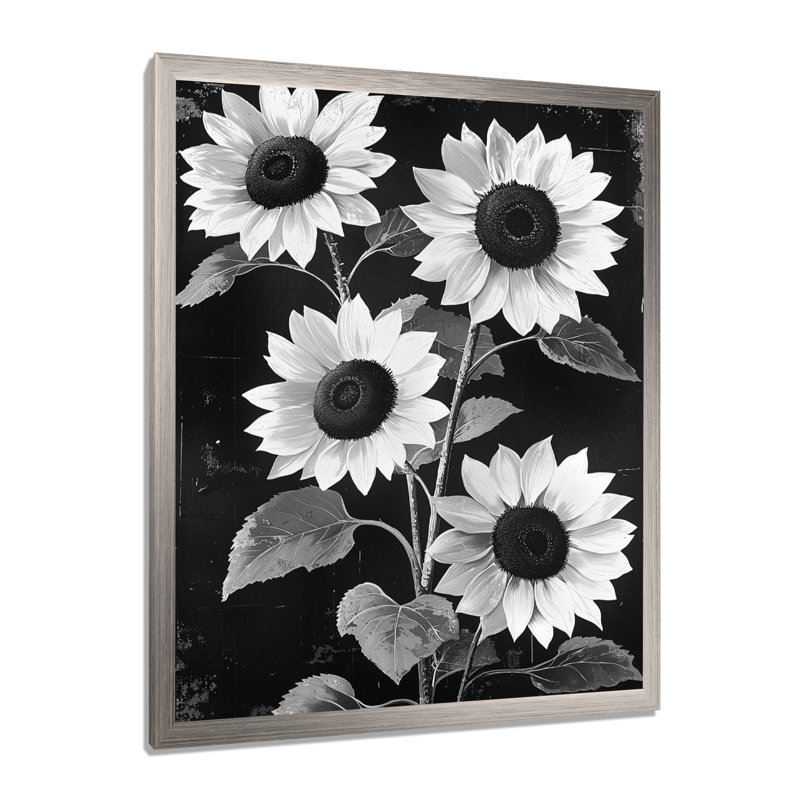 Dittrich - Floral Wall Art Prints, Silver, 32" H x 24" W, Single Picture Framed Print