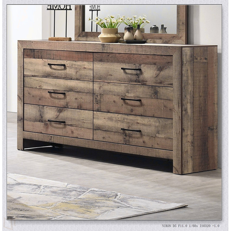 Ensemble de meubles de chambre à coucher en bois avec commode à six tiroirs 1 pièce Rustic