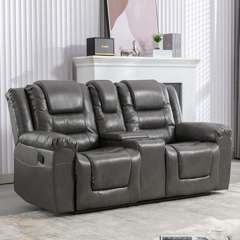 Fauteuil inclinable manuel pour 2 personnes avec une boîte de rangement et deux porte-gobelets