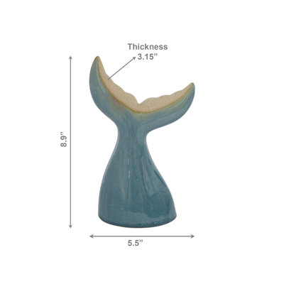 Ceramic Blue Whale Tail Figurine