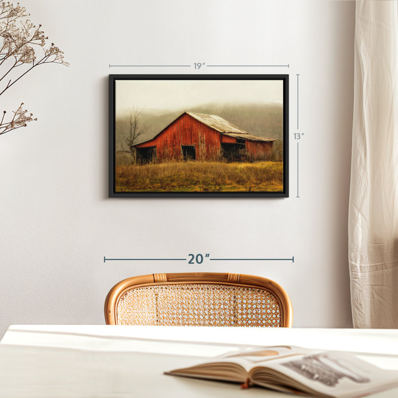 Architecture «Skylight Barn In The Fog Wall Art», H 13 po x l 19 po