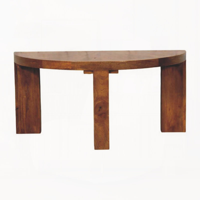 Table basse demi-lune en chêne ambré