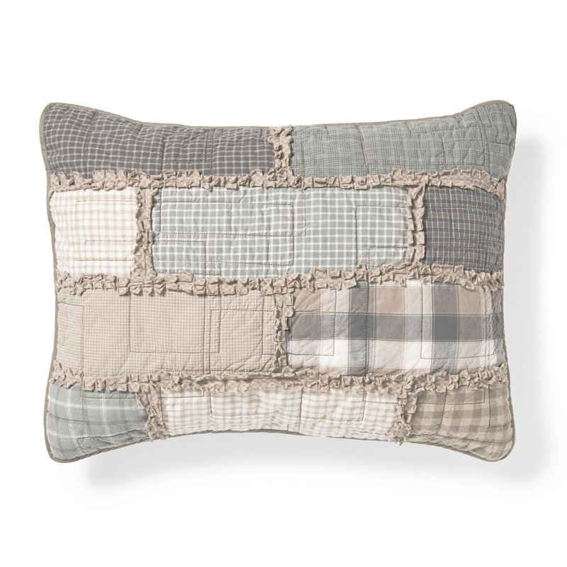 Smoky Cobblestone Patchwork Cotton Standard Pillow Sham