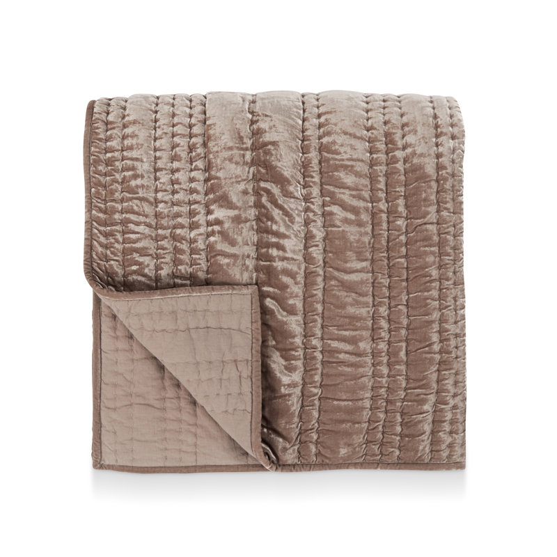 Seville Woven Pick Stitch Velvet Fabric Quilt , Queen Quilt, Desert Taupe