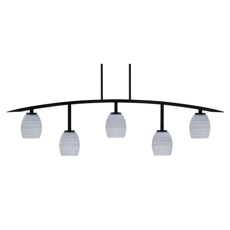 Barre d'éclairage 5 lumières kurve au fini noir mat avec verre matriciel de 5 po, Gris