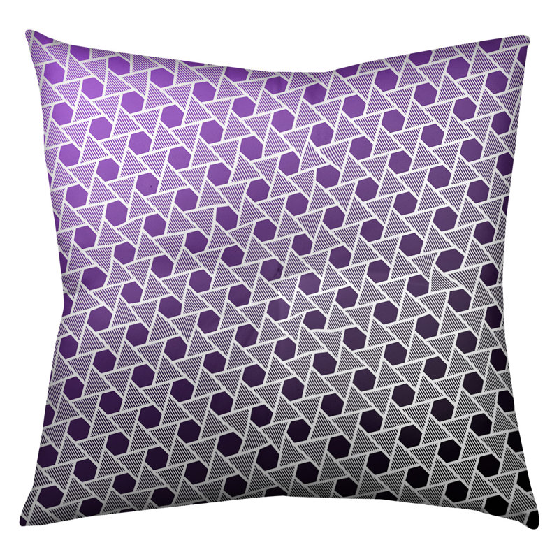 Coussin de plancher hexagonales et triangles, 26 po x 26 po, Noir / mauve